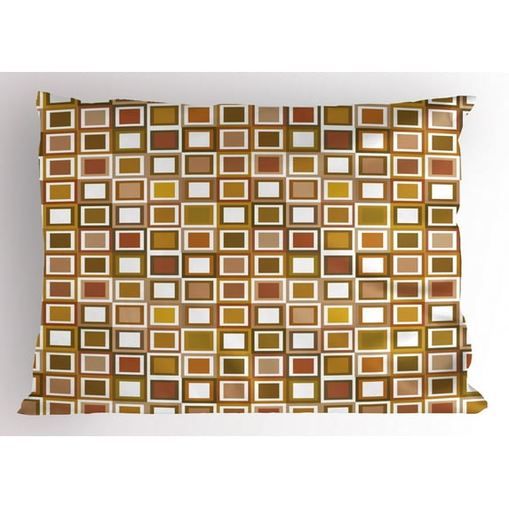 Ambesonne Geometric Pillow Sham, Square Shape Pattern, 26" X 20", Multicolor