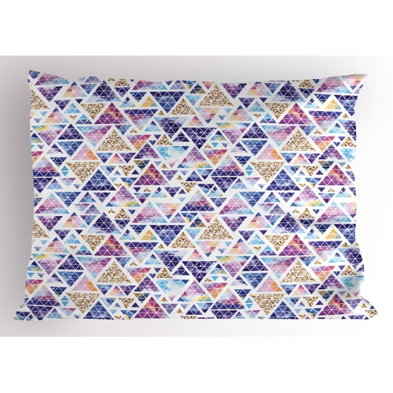 Ambesonne Geometric Pillow Sham, Triangular Space Art, 36" X 20", Multicolor