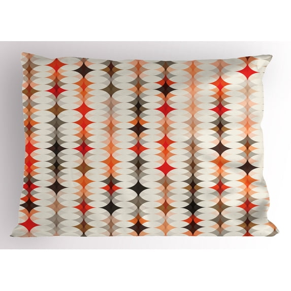 Ambesonne Geometric Pillow Sham, Vintage Oval Pattern, 36" X 20", Orange Peach Red
