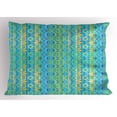 thumbnail image 1 of Ambesonne Geometric Pillow Sham, Zigzag Aztec Design, 36" X 20", Earth Yellow Turquoise, 1 of 2