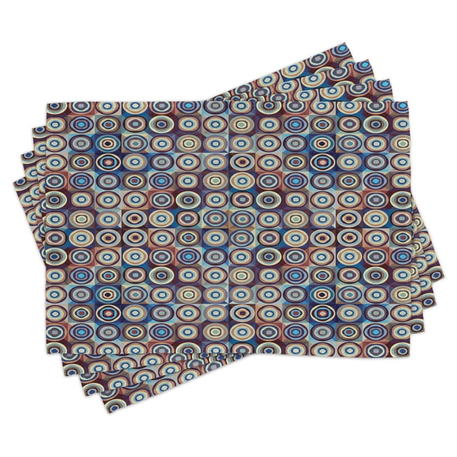 Ambesonne Geometric Place Mats Set of 4, Ring Formed Circles, Standard ...