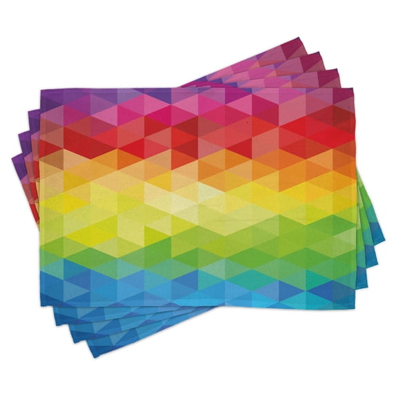 Ambesonne Geometric Place Mats Set of 4, Triangle Daimond, Standard Size, Multicolor