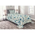 thumbnail image 1 of Ambesonne Geometric Quilted Bedspread Set 2 Pcs, Abstract Lines Dots, Twin Size, Blue Eggshell Black, 1 of 3