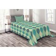 thumbnail image 1 of Ambesonne Geometric Quilted Bedspread Set 2 Pcs, Abstract Oval Shape, Twin Size, Cadet Blue Pale Green, 1 of 3