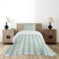 thumbnail image 1 of Ambesonne Geometric Quilted Bedspread Set 2 Pcs, Chevron Retro Style, Twin Size, Seafoam Yellow Grey, 1 of 6