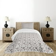 thumbnail image 1 of Ambesonne Geometric Quilted Bedspread Set 2 Pcs, Circlular Doodles, Twin Size, Grey Pale Pink White, 1 of 6