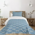 thumbnail image 1 of Ambesonne Geometric Quilted Bedspread Set 2 Pcs, Circular Floral Shape, Twin Size, Slate Blue Tan, 1 of 5