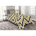thumbnail image 1 of Ambesonne Geometric Quilted Bedspread Set 2 Pcs, Contemporary Design, Twin Size, White Black and Yellow, 1 of 3