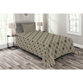 thumbnail image 1 of Ambesonne Geometric Quilted Bedspread Set 2 Pcs, Eastern Look Mosaic Tile, Twin Size, Tan Brown Sage Green, 1 of 3