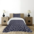 thumbnail image 1 of Ambesonne Geometric Quilted Bedspread Set 2 Pcs, Fan Pattern, Twin Size, Dark Blue Cream, 1 of 3