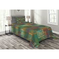 thumbnail image 1 of Ambesonne Geometric Quilted Bedspread Set 2 Pcs, Grunge Folk Rainbow, Twin Size, Multicolor, 1 of 3