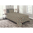 thumbnail image 1 of Ambesonne Geometric Quilted Bedspread Set 2 Pcs, Half Spirals Lace, Twin Size, Sepia Ruby Dark Blue, 1 of 3