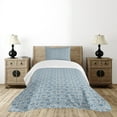 thumbnail image 1 of Ambesonne Geometric Quilted Bedspread Set 2 Pcs, Modern Art Swirls, Twin Size, Slate Blue Tan, 1 of 5
