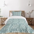 thumbnail image 1 of Ambesonne Geometric Quilted Bedspread Set 2 Pcs, Oval Doodle, Twin Size, Coconut Turquoise, 1 of 6