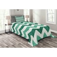 thumbnail image 1 of Ambesonne Geometric Quilted Bedspread Set 2 Pcs, Pastel Chevrons Green, Twin Size, Mint Green Dark Green, 1 of 3