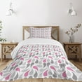 thumbnail image 1 of Ambesonne Geometric Quilted Bedspread Set 2 Pcs, Persian Teardrop, Twin Size, Pink Grey White, 1 of 5