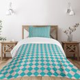thumbnail image 1 of Ambesonne Geometric Quilted Bedspread Set 2 Pcs, Retro Classical Tile, Twin Size, Turquoise and Lilac, 1 of 5