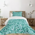thumbnail image 1 of Ambesonne Geometric Quilted Bedspread Set 2 Pcs, Triangle Mosaic Shape, Twin Size, Teal Green, 1 of 3