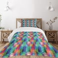 thumbnail image 1 of Ambesonne Geometric Quilted Bedspread Set 2 Pcs, Triangles, Twin Size, Multicolor, 1 of 5