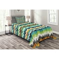 thumbnail image 1 of Ambesonne Geometric Quilted Bedspread Set 2 Pcs, Trippy Forms Motif, Twin Size, Multicolor, 1 of 6