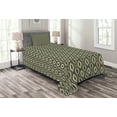 thumbnail image 1 of Ambesonne Geometric Quilted Bedspread Set 2 Pcs, Wavy Vertical Tiles, Twin Size, Charcoal Grey Yellow, 1 of 3
