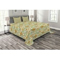 thumbnail image 1 of Ambesonne Geometric Quilted Bedspread Set 3 Pcs, Abstract Shapes Mix, King Size, Orange Green Pale Blue, 1 of 5
