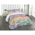 thumbnail image 1 of Ambesonne Geometric Quilted Bedspread Set 3 Pcs, Abstract Zebra Skin, Queen Size, Purple Red Yellow, 1 of 5