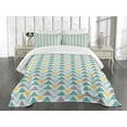 thumbnail image 1 of Ambesonne Geometric Quilted Bedspread Set 3 Pcs, Chevron Retro Style, King Size, Seafoam Yellow Grey, 1 of 5