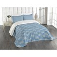 thumbnail image 1 of Ambesonne Geometric Quilted Bedspread Set 3 Pcs, Circular Floral Shape, King Size, Slate Blue Tan, 1 of 5