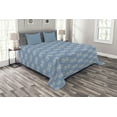 thumbnail image 1 of Ambesonne Geometric Quilted Bedspread Set 3 Pcs, Circular Floral Shape, Queen Size, Slate Blue Tan, 1 of 3