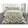 thumbnail image 1 of Ambesonne Geometric Quilted Bedspread Set 3 Pcs, Contemporary Design, King Size, White Black and Yellow, 1 of 5