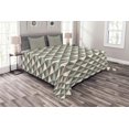 thumbnail image 1 of Ambesonne Geometric Quilted Bedspread Set 3 Pcs, Cubism Triangles, King Size, Almond Green Dimgray, 1 of 3