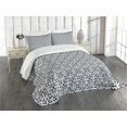 thumbnail image 1 of Ambesonne Geometric Quilted Bedspread Set 3 Pcs, Dark Swirls Squares, Queen Size, Charcoal Grey White, 1 of 5