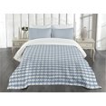 thumbnail image 1 of Ambesonne Geometric Quilted Bedspread Set 3 Pcs, Diamond Line Modern, King Size, Slate Blue White Blue, 1 of 3