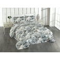 thumbnail image 1 of Ambesonne Geometric Quilted Bedspread Set 3 Pcs, Flowers Classic Grunge, Twin, Slate Brown Pale Grey, 1 of 4