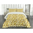thumbnail image 1 of Ambesonne Geometric Quilted Bedspread Set 3 Pcs, Funky Vivid Triangles, Queen Size, Yellow Brown, 1 of 5