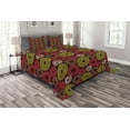 thumbnail image 1 of Ambesonne Geometric Quilted Bedspread Set 3 Pcs, Funky Vortex Lines, Queen Size, Lime Green Dark Brown, 1 of 3