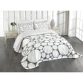 thumbnail image 1 of Ambesonne Geometric Quilted Bedspread Set 3 Pcs, Grey White Circle, King Size, Dark Grey White, 1 of 5