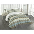 thumbnail image 1 of Ambesonne Geometric Quilted Bedspread Set 3 Pcs, Half Circle Waves, Queen Size, Multicolor, 1 of 5