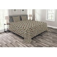thumbnail image 1 of Ambesonne Geometric Quilted Bedspread Set 3 Pcs, Half Spirals Lace, Queen Size, Sepia Ruby Dark Blue, 1 of 3
