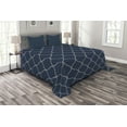 thumbnail image 1 of Ambesonne Geometric Quilted Bedspread Set 3 Pcs, Lattice Pattern, King Size, Dark Blue Cream, 1 of 3