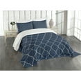thumbnail image 1 of Ambesonne Geometric Quilted Bedspread Set 3 Pcs, Lattice Pattern, Queen Size, Dark Blue Cream, 1 of 5