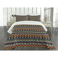 thumbnail image 1 of Ambesonne Geometric Quilted Bedspread Set 3 Pcs, Lines Half Circles, Queen Size, Multicolor, 1 of 5
