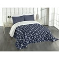 thumbnail image 1 of Ambesonne Geometric Quilted Bedspread Set 3 Pcs, Marine Motifs Aquatic, Queen Size, Dark Blue and White, 1 of 5