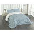 thumbnail image 1 of Ambesonne Geometric Quilted Bedspread Set 3 Pcs, Modern Art Swirls, King Size, Slate Blue Tan, 1 of 5