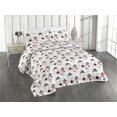 thumbnail image 1 of Ambesonne Geometric Quilted Bedspread Set 3 Pcs, Modern Minimal Squares, Twin, Grey Blush and Dried Rose, 1 of 4