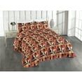 thumbnail image 1 of Ambesonne Geometric Quilted Bedspread Set 3 Pcs, Modern Square Triangle, Queen, Eggshell Plum and Marigold, 1 of 4