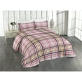 thumbnail image 1 of Ambesonne Geometric Quilted Bedspread Set 3 Pcs, Modern Wave Plaid Chevron, Twin, Dried Rose Eggplant, 1 of 4