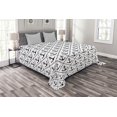thumbnail image 1 of Ambesonne Geometric Quilted Bedspread Set 3 Pcs, Nautical Anchor Dots, Queen Size, Dark Blue White, 1 of 3