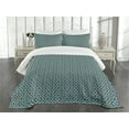 thumbnail image 1 of Ambesonne Geometric Quilted Bedspread Set 3 Pcs, Nested Square Pattern, Queen Size, Brown and Sky Blue, 1 of 5